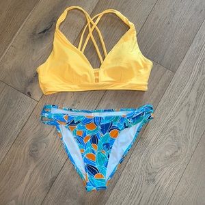 Yellow & Blue Strappy Bikini